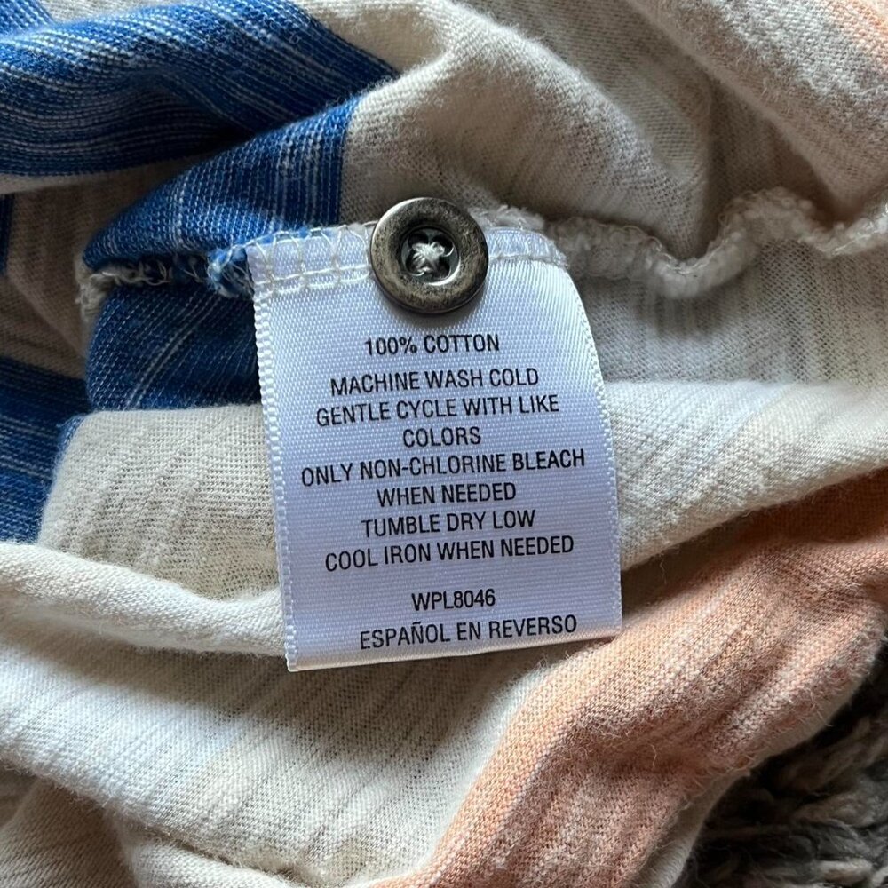 Light Blue Orange And White Striped Cotton Shirt, Mens Large Minimalist Shirt - Picture 5 of 5
